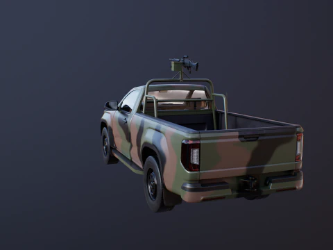 Generic Military Tactical Pickup Armed 3D Model