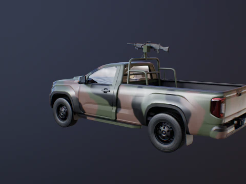 Generic Military Tactical Pickup Armed 3D Model
