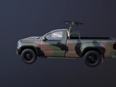 Generic Military Tactical Pickup Armed 3D Model