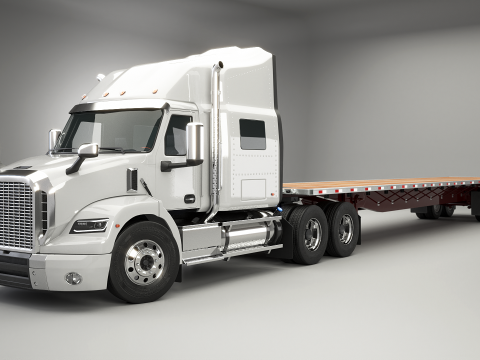 Semi caminh&atilde;o gen&eacute;rico com reboque de mesa Modelo 3D