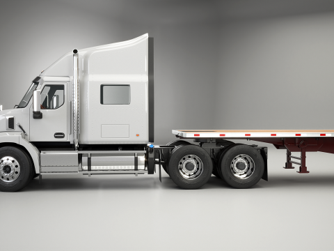 Semirimorchio generico con rimorchio a pianale Modello 3D