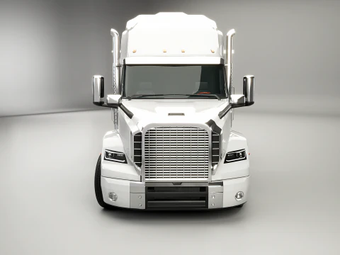 Generic Semi Truck with Flatbed Trailer 3D Model