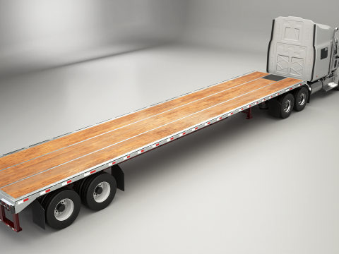 Semirimorchio generico con rimorchio a pianale Modello 3D