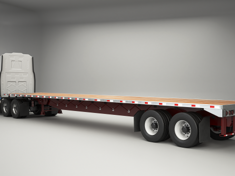 Semirimorchio generico con rimorchio a pianale Modello 3D