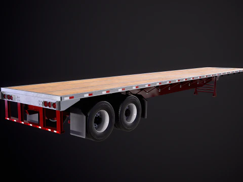 Generic Semi Truck with Flatbed Trailer 3D Model