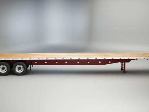 Generic Semi Truck with Flatbed Trailer 3D Model