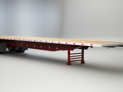 Semirimorchio generico con rimorchio a pianale Modello 3D