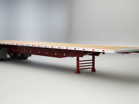 Generic Semi Truck with Flatbed Trailer 3D Model