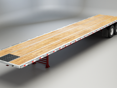 Semirimorchio generico con rimorchio a pianale Modello 3D