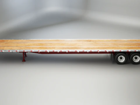 Generic Semi Truck with Flatbed Trailer 3D Model