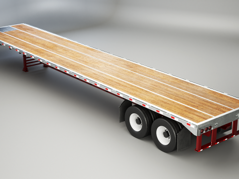 Semirimorchio generico con rimorchio a pianale Modello 3D