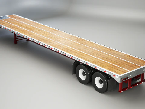 Generic Semi Truck with Flatbed Trailer 3D Model