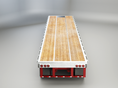 Semirimorchio generico con rimorchio a pianale Modello 3D