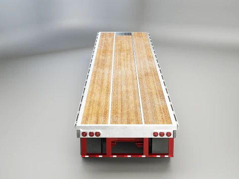 Generic Semi Truck with Flatbed Trailer 3D Model