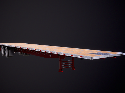 Semirimorchio generico con rimorchio a pianale Modello 3D