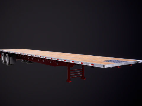 Generic Semi Truck with Flatbed Trailer 3D Model