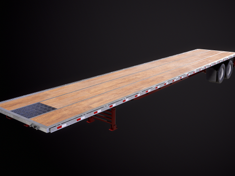 Semirimorchio generico con rimorchio a pianale Modello 3D