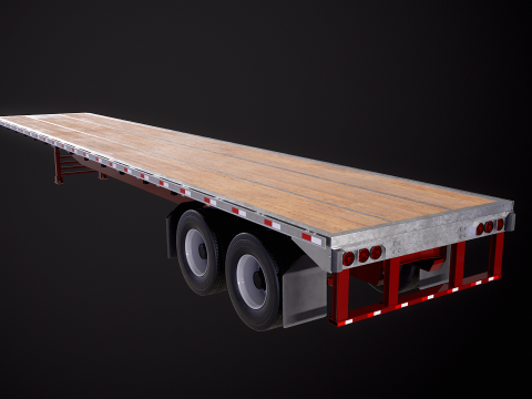 Semirimorchio generico con rimorchio a pianale Modello 3D