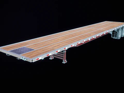 Generic Semi Truck with Flatbed Trailer 3D Model