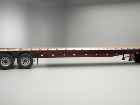 Semirimorchio generico con rimorchio a pianale Modello 3D