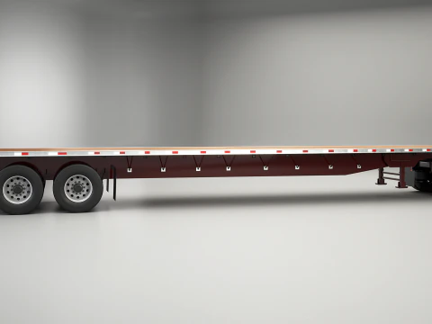 Generic Semi Truck with Flatbed Trailer 3D Model