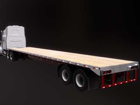 Semirimorchio generico con rimorchio a pianale Modello 3D