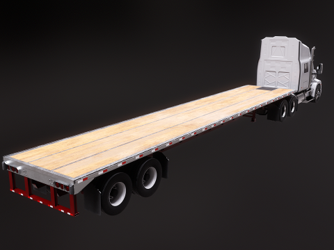 Semirimorchio generico con rimorchio a pianale Modello 3D