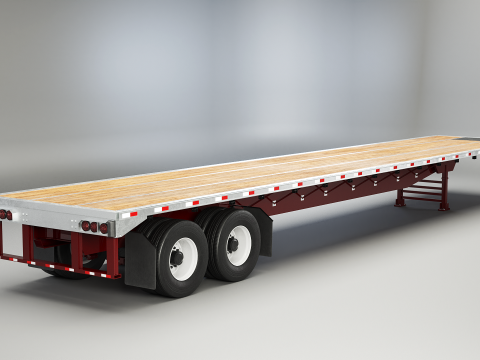 Semirimorchio generico con rimorchio a pianale Modello 3D
