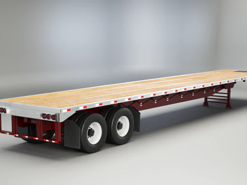 Generic Semi Truck with Flatbed Trailer 3D Model