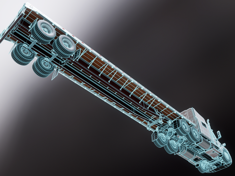 Semirimorchio generico con rimorchio a pianale Modello 3D