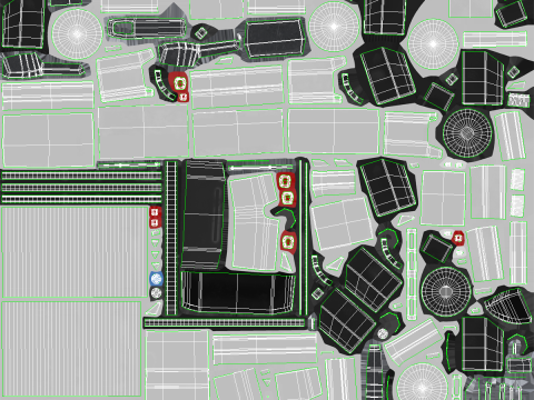 Semirimorchio generico con rimorchio a pianale Modello 3D