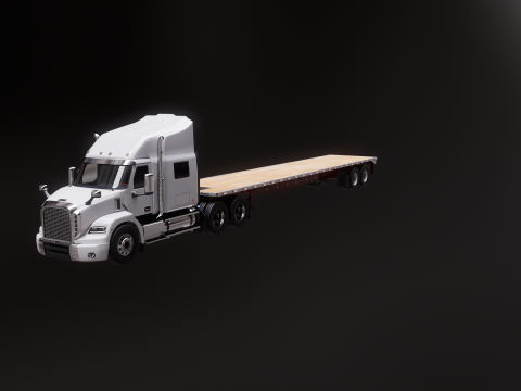 Semirimorchio generico con rimorchio a pianale Modello 3D