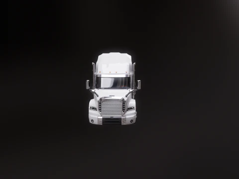 Generic Semi Truck with Flatbed Trailer 3D Model