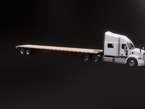 Semirimorchio generico con rimorchio a pianale Modello 3D