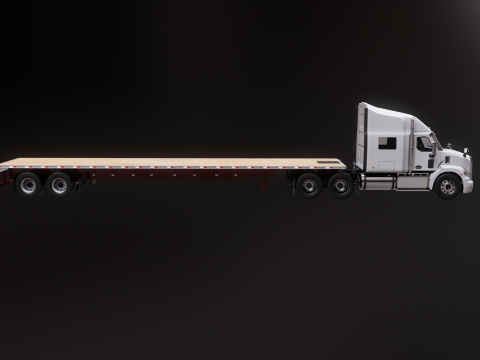 Semirimorchio generico con rimorchio a pianale Modello 3D