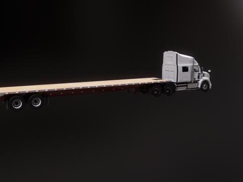 Semirimorchio generico con rimorchio a pianale Modello 3D