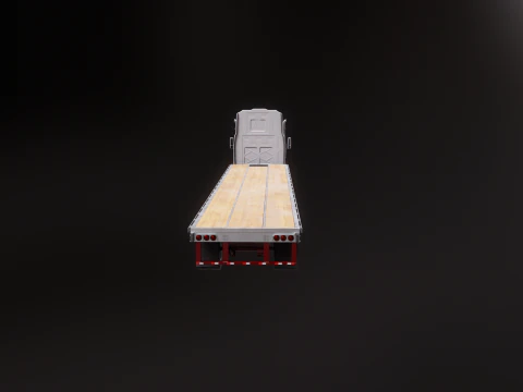 Generic Semi Truck with Flatbed Trailer 3D Model