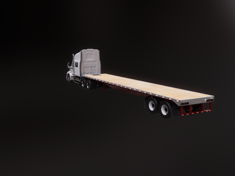 Semirimorchio generico con rimorchio a pianale Modello 3D