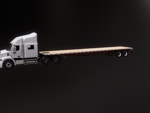 Semirimorchio generico con rimorchio a pianale Modello 3D