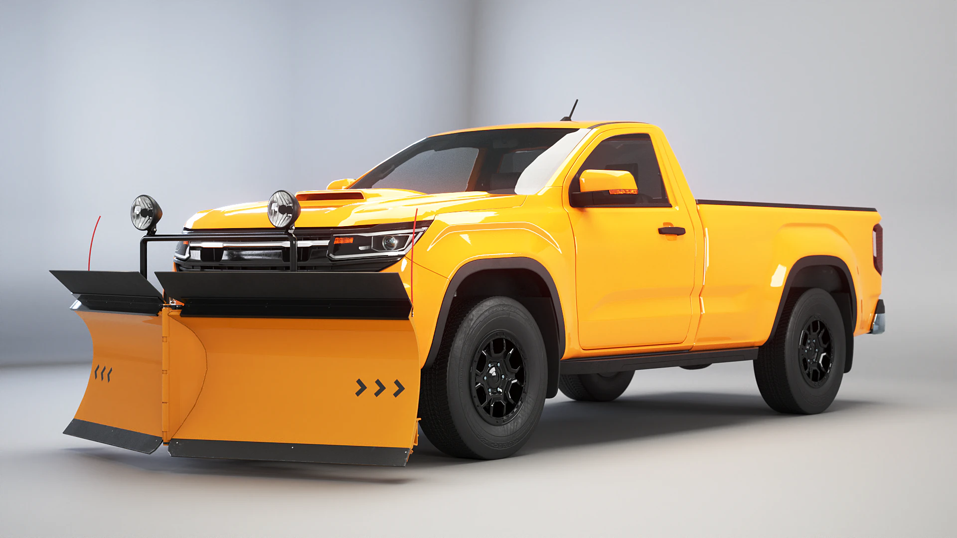 Generic Snowplow Pickup Truck 3D Model .c4d .max .obj .3ds .fbx .stl .blend 