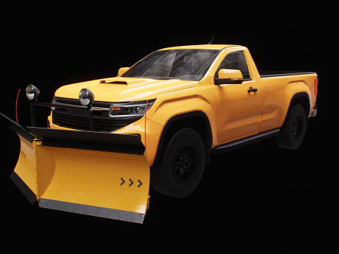 Generic Snowplow Pickup Truck 3D Model