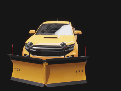 Generic Snowplow Pickup Truck 3D Model