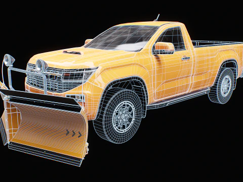 Generic Snowplow Pickup Truck 3D Model