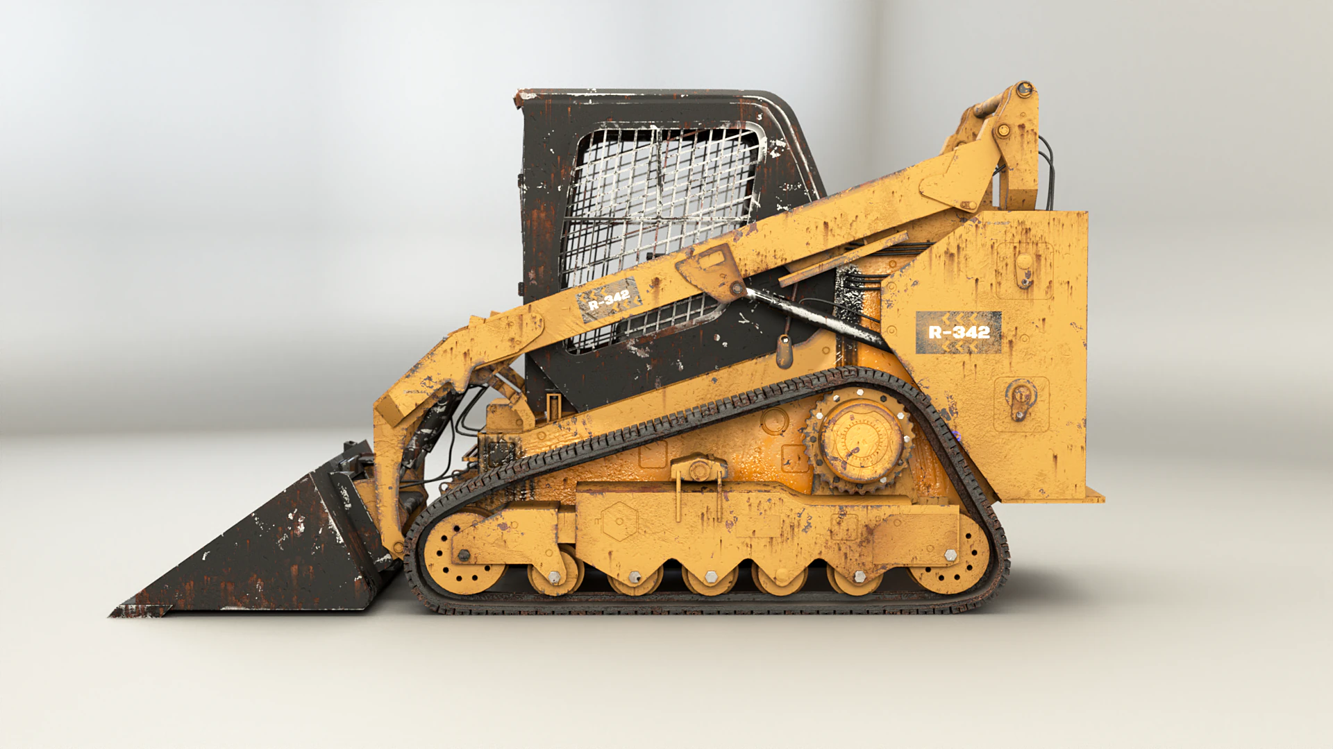 Generic Tracked Skid Steer Loader Rusted 3D Model .c4d .max .obj .3ds .fbx .stl .blend 