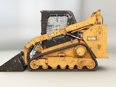 Minicarregadeira de esteira gen&eacute;rica enferrujada Modelo 3D