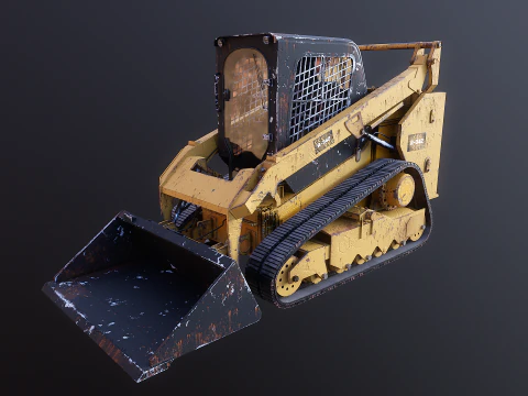 Generic Tracked Skid Steer Loader Rusted 3D Model