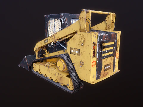 Generic Tracked Skid Steer Loader Rusted 3D Model