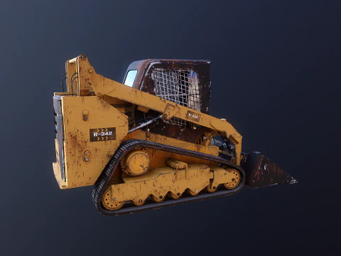 Generic Tracked Skid Steer Loader Rusted 3D Model