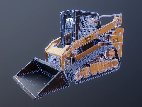 Generic Tracked Skid Steer Loader Rusted 3D Model