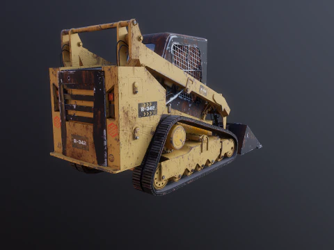 Generic Tracked Skid Steer Loader Rusted 3D Model